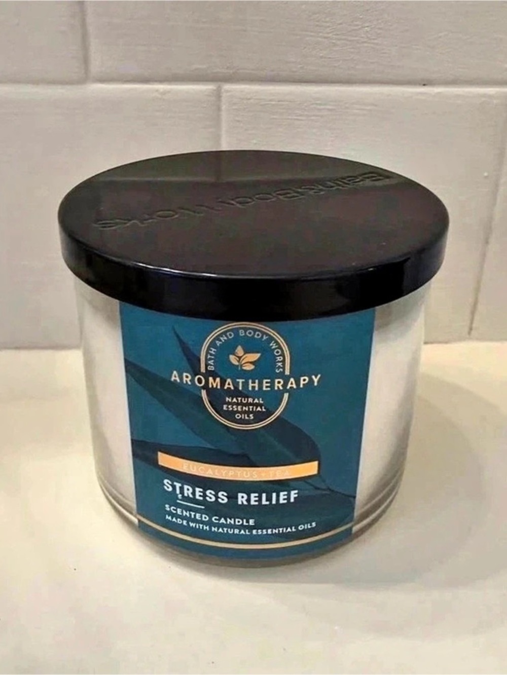 Bath & Body Works Eucalyptus Tea Stress Relief 3-Wick Candle Blue